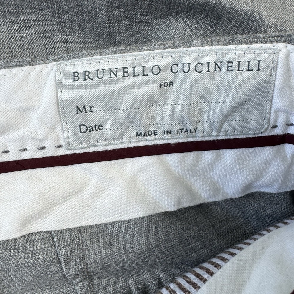 Brunello Cucinelli Gray Pleated Cuffed Wool Men's Trouser 36x26 - Picture 5 of 9